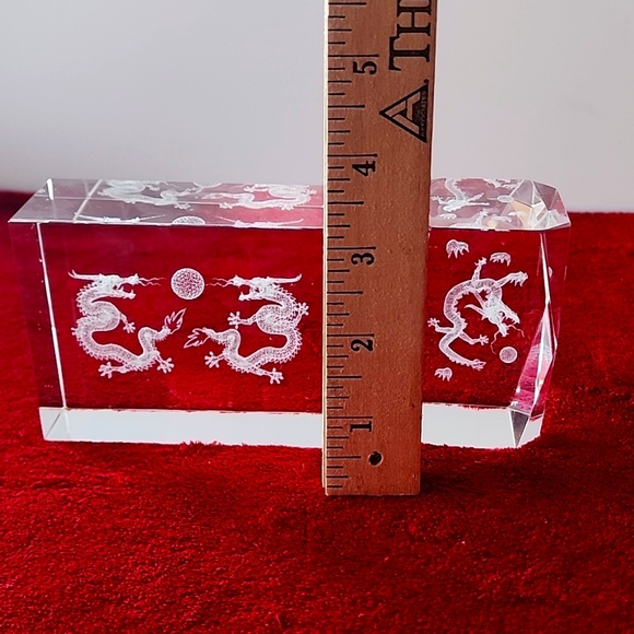 Set of 2, Laser Cut 3D Dragon Paperweights Block Desk Cube. - Picture 10 of 14